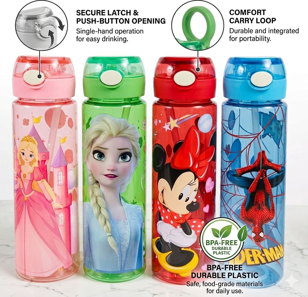 Kids' Character Sipper Water Bottles – BPA-Free & Leak-Proof