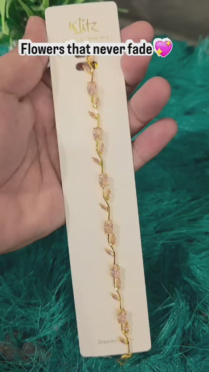 Stainless Steel Floral Vine Bracelets Assorted Designs & colour