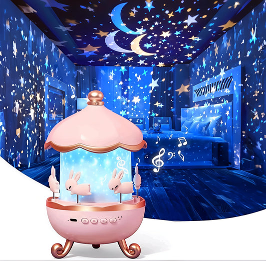 Carousel Bunny Starry Night Light Projector