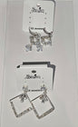 Pair of Elegant Geometric CZ Artificial Dangle Earrings