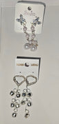 Pair Of Elegant Artificial Drop Earrings Collection – Shimmering Heart & Classic Pearl Duos